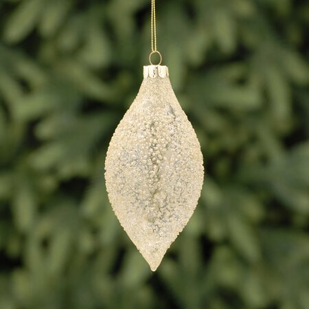 13cm gold glitter glass olive