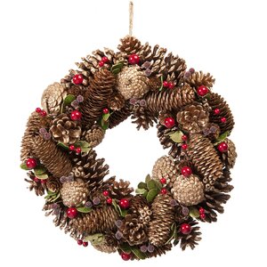 36cm gold pinecone wreath