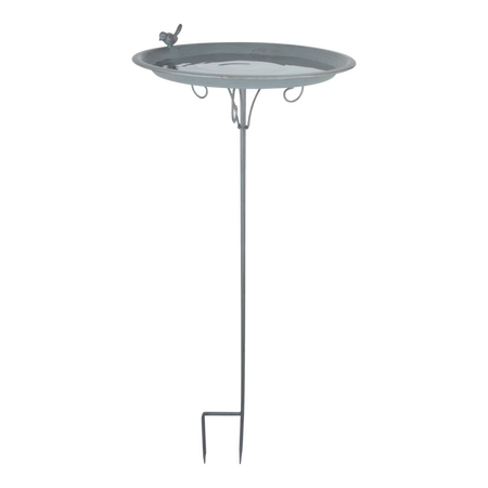 Bird Bath Grey Metal on Pole