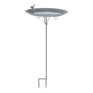 Bird Bath Grey Metal on Pole