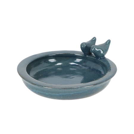 Bird Bath Petrol Blue Ceramic