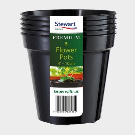 Black 12.7cm Flower Pot Multi-Pack of 5