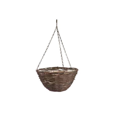 Black Rattan Hanging Basket 12"
