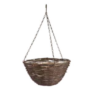 Black Rattan Hanging Basket 12"