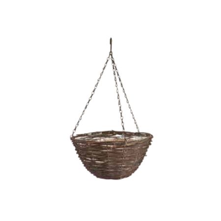 Black Rattan Hanging Basket 14"