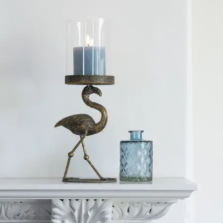 Flamingo Lantern Golden 13x11.5x33cm - image 1