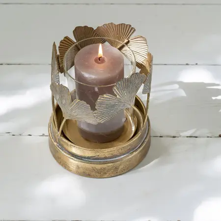 Gingko Leaf Hurricane Lamp 15x15x19cm - image 2