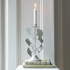 Ginkgo Candleholder Antique White 28cm