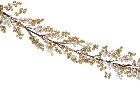 Gold and white cluster berry garland 130cm