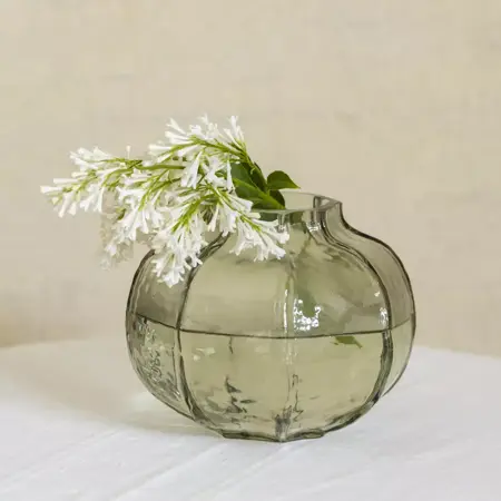 Hammered Glass Vase Green Small 15.5x13cm - image 1