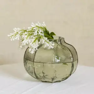 Hammered Glass Vase Green Small 15.5x13cm - image 1