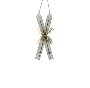 Metal white washed effect with gold foliage 17cm