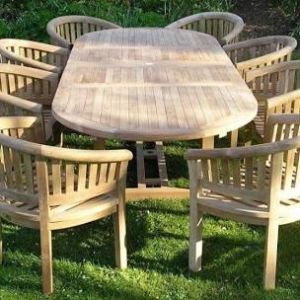 Oval Teak Garden Table Extending 180/240cm x 110cm