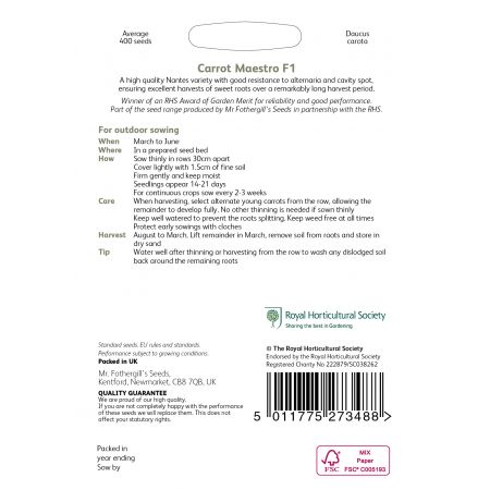 RHS CARROT Maestro F1 Seeds - image 2