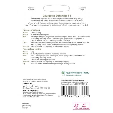 RHS COURGETTE Defender F1 Seeds - image 2