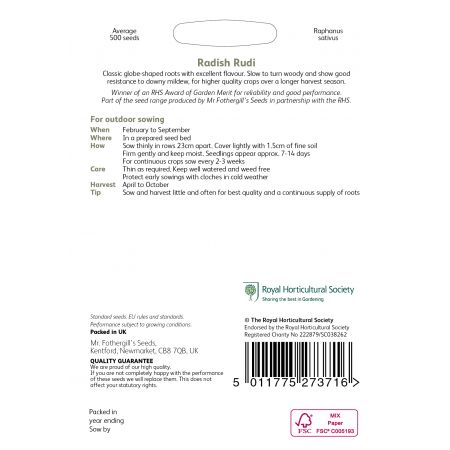 RHS RADISH Rudi Seeds - image 2