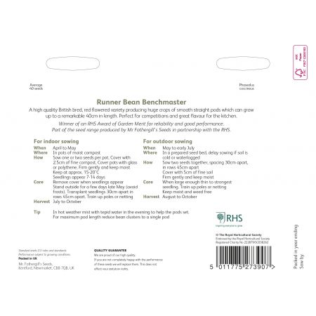 RHS RUNNER BEAN Benchmaster Seeds - image 2