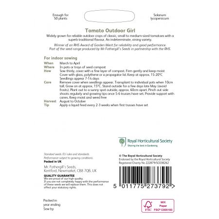RHS TOMATO Outdoor Girl Seeds - image 2