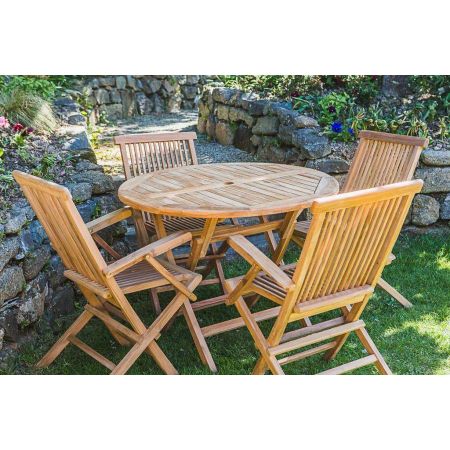 Round Folding Teak Garden Table 120cm Diameter