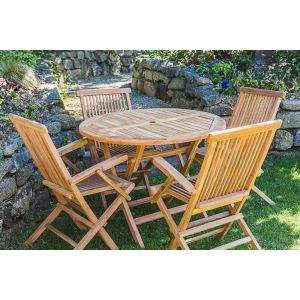 Round Folding Teak Garden Table 120cm Diameter