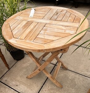 Round Folding Teak Garden Table 80cm Diameter