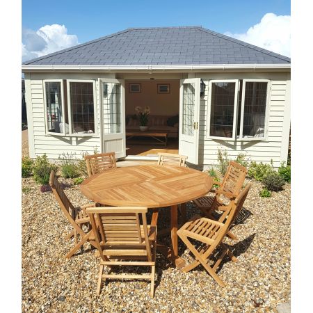 Round Solid Teak Garden Table 150cm Diameter