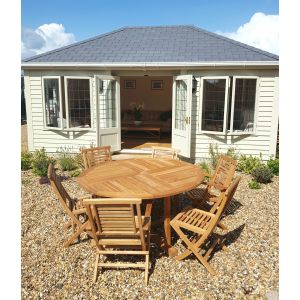Round Solid Teak Garden Table 150cm Diameter
