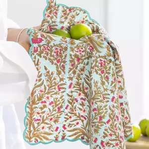 Scalloped Himalayan Jasmine Hand Block Print Napkin 45x45cm Set of 4 - image 2