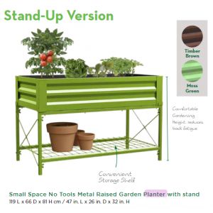 Stand-Up Planter Metal with Liner Moss Green